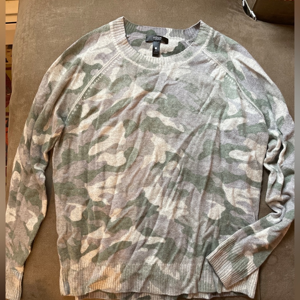 Aqua Cashmere Army Sweater